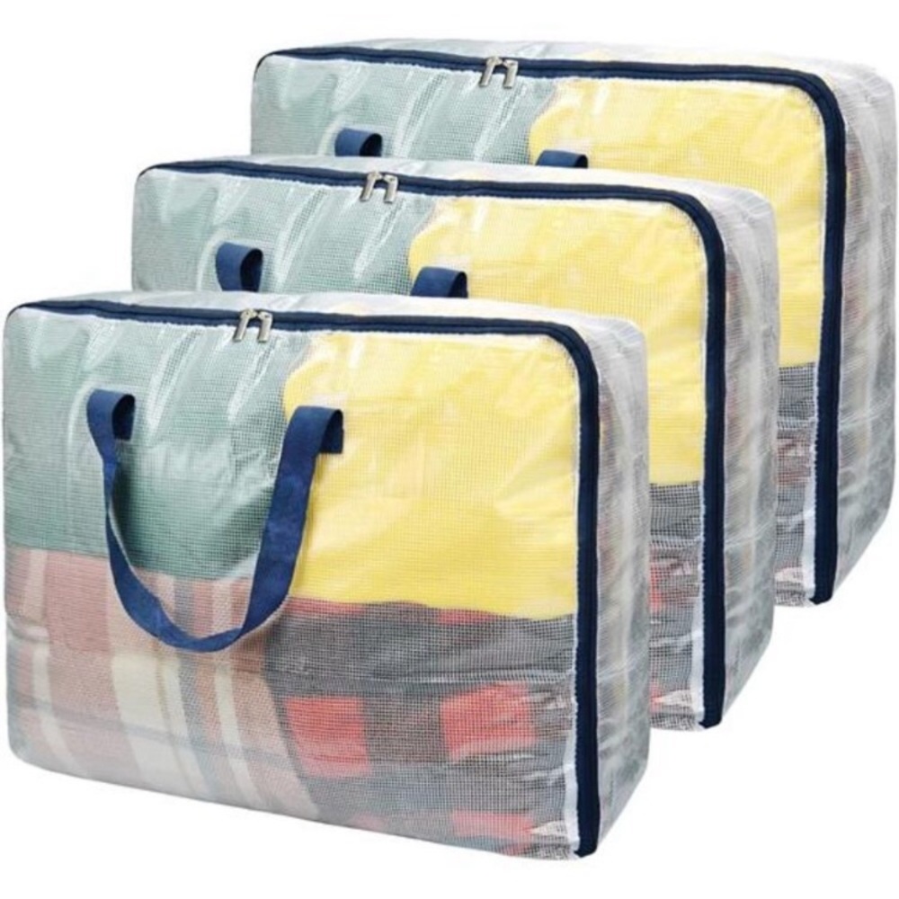 Clear Storage Bags with Zipper, 75L Extra Large, Underbed Storage, 3 Pack